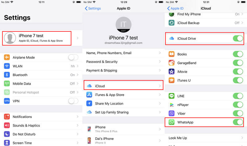 Turn on iCloud Drive Whatsapp