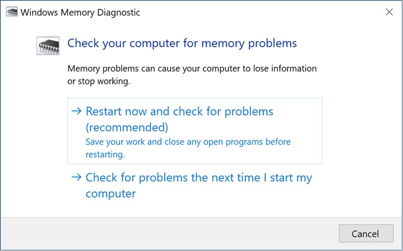 Run Windows Memory Diagnostics