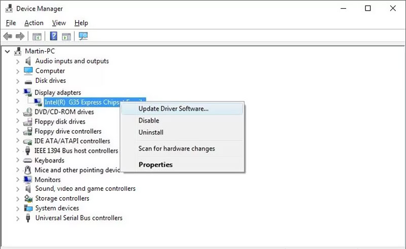 Update Driver Software Windows Device Manager