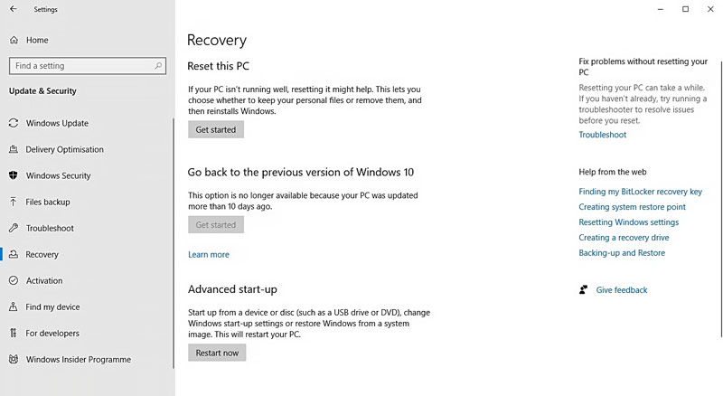 Windows 10 Reset This Pc