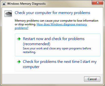 Windows memory diagnostics