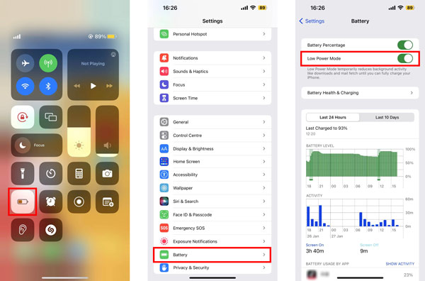 Turn Off Low Power Mode on iPhone