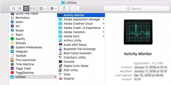 Mac Activity Monitor Apps sluiten