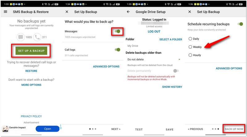 Backup SMS Using SMS Backup And Restore