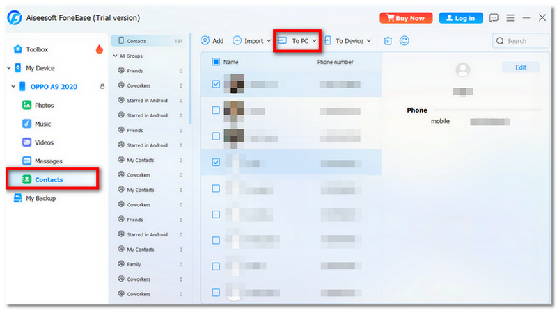 Click Export To Pc