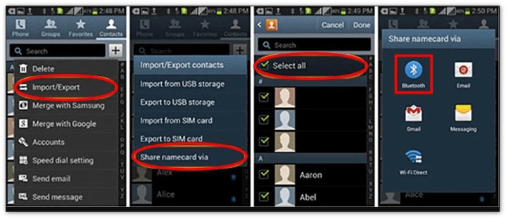 Condividi i contatti da Android ad Android tramite Bluetooth