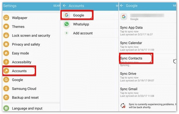 Sincronizzare i contatti Google da Android ad Android