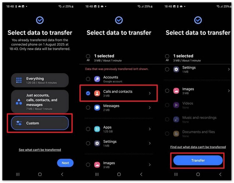 Trasferire chiamate e contatti da Samsung a Samsung