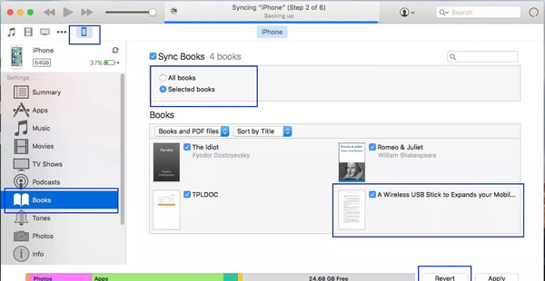 Synchroniseer iBooks in iTunes