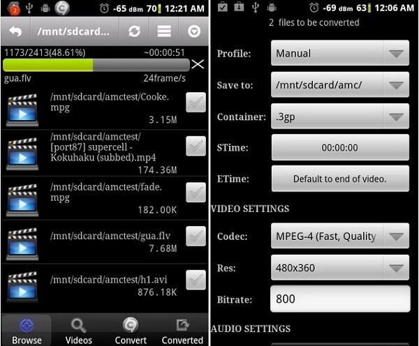 ASF MPEG-tiedostoon Android-puhelimissa