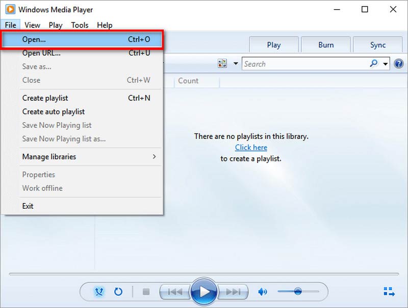 Win Media Player открыть файл