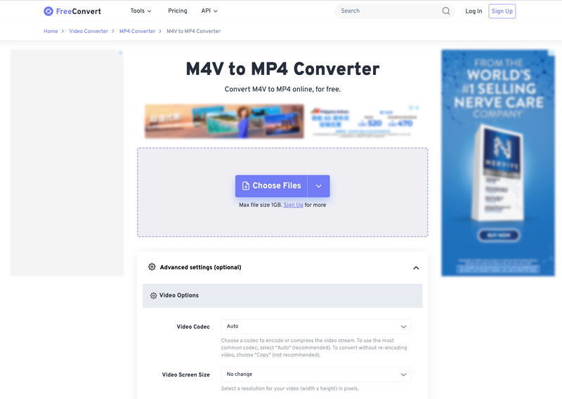 FreeConvert Конвертер M4V в MP4