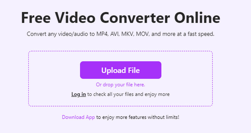 Aiseesoft Free Video Converter Online nahrát soubor