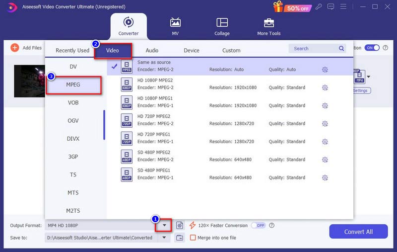 Video Converter Ultimate Find MPEG-output