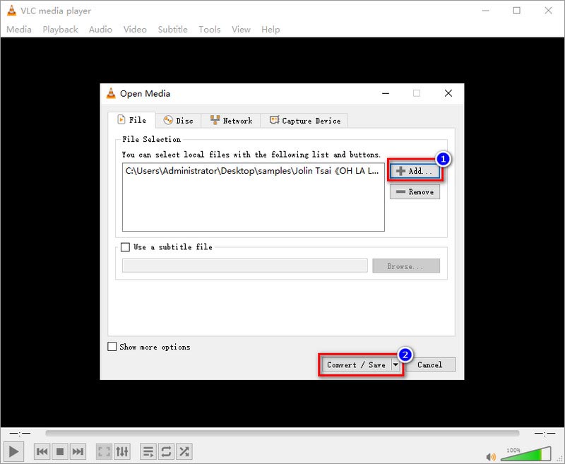 VLC Add Files