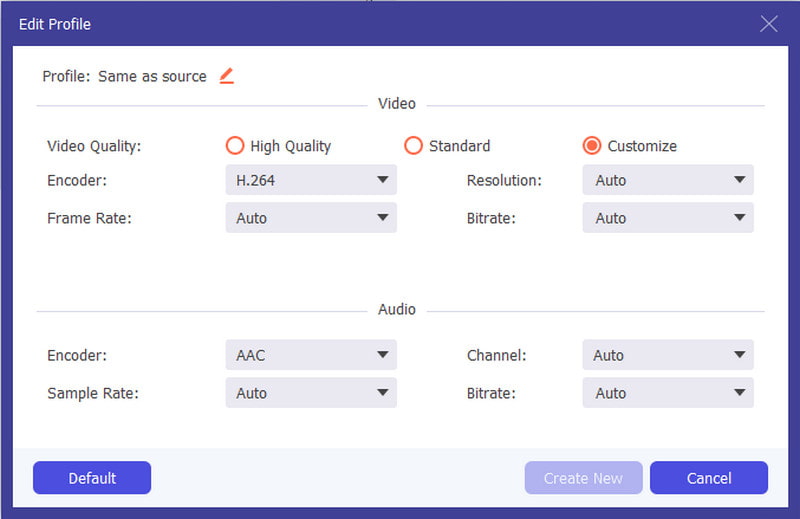 Impostazioni del formato definitivo di Aiseesoft Video Converter