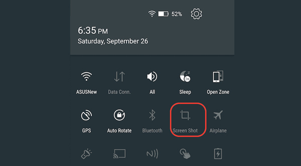 Fai uno screenshot su Lenovo con la barra di notifica