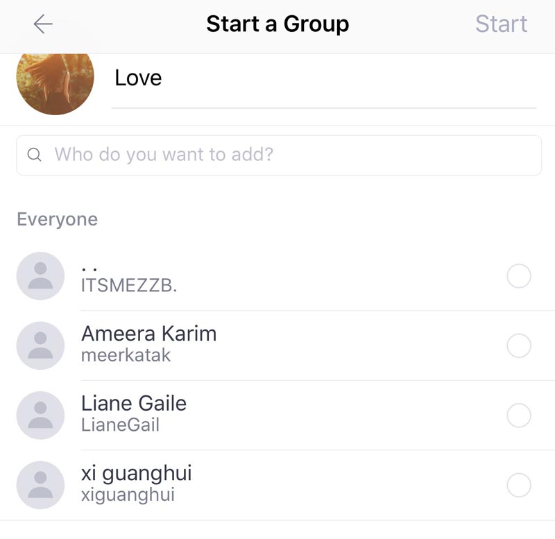 Start gruppe Kik Chat