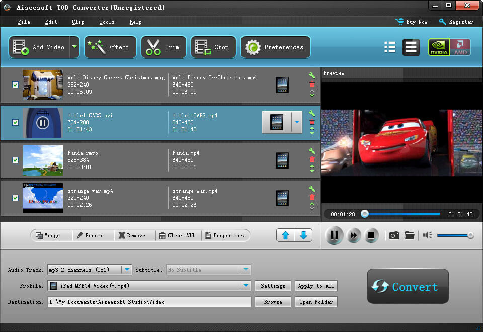 Aiseesoft TOD Converter screenshot