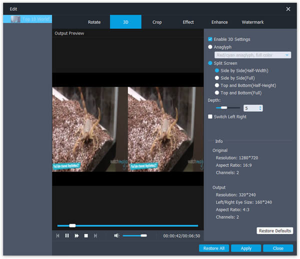 Effecten bewerken in AVI naar WMV Converter