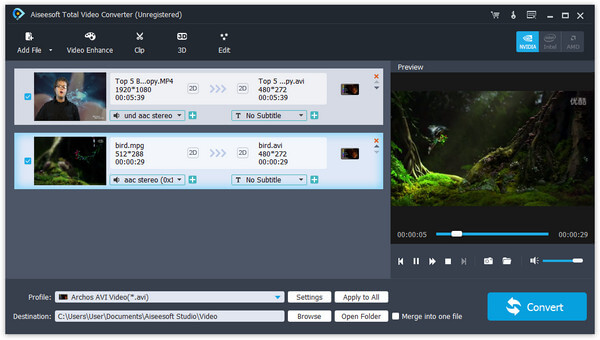 Load video files