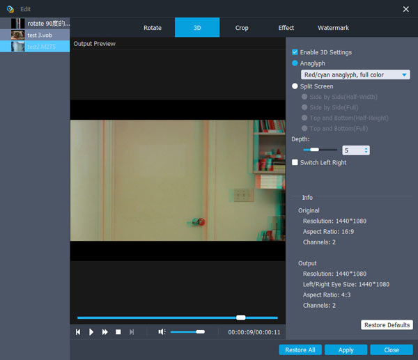 adjust video effect
