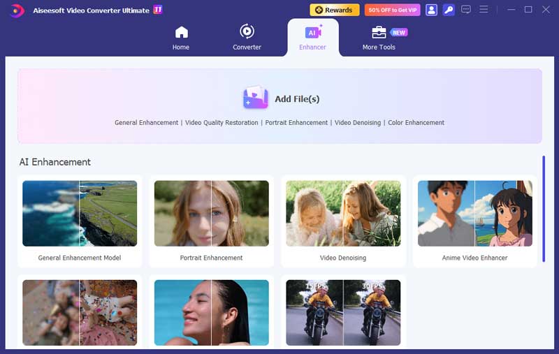 Interface of Aiseesoft Video Upscale