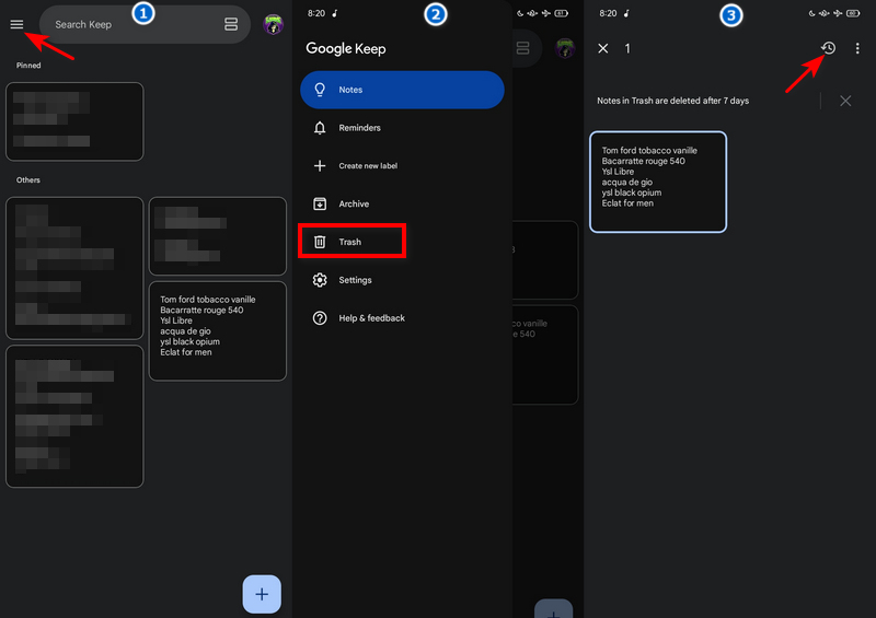 Recover Deleted Notes On Trash