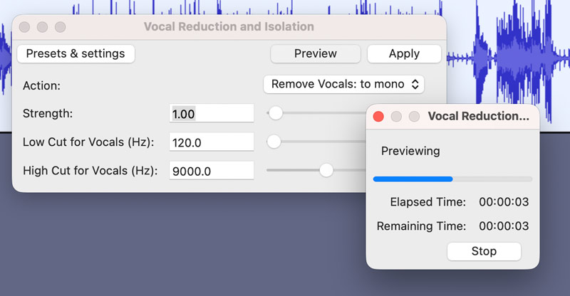 Audacity Remove Vocals Preview