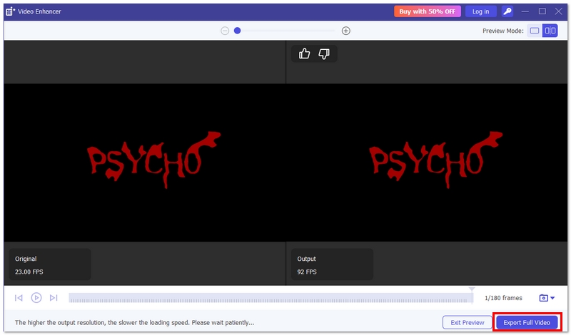 Click Export Full Video