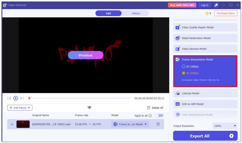 Select The Frame Rate