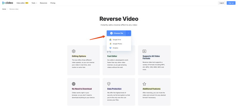Clideo Online Video Reverser