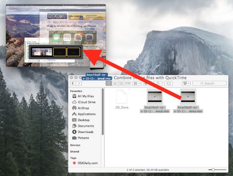 QuickTime Player Apri file Trascina video