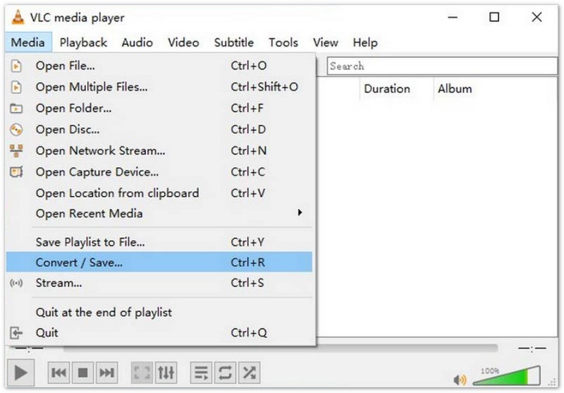 Convert in VLC