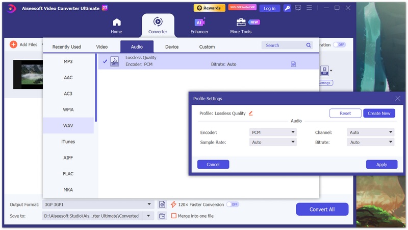 Select WAV Format