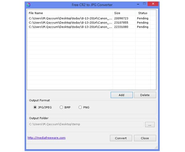 Zdarma CR2 to JPG Converter