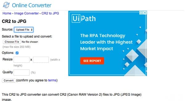Online μετατροπέας CR2 σε JPG Converter