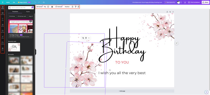 Használja a Canva-t digitális születésnapi kártyák online létrehozásához