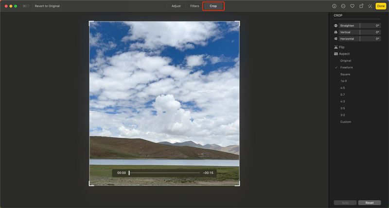 Oříznutí videa na Macu pomocí aplikace Fotky