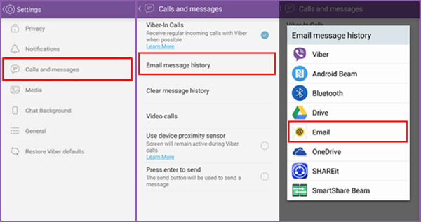 Trasferisci file Viber per iPhone con e-mail