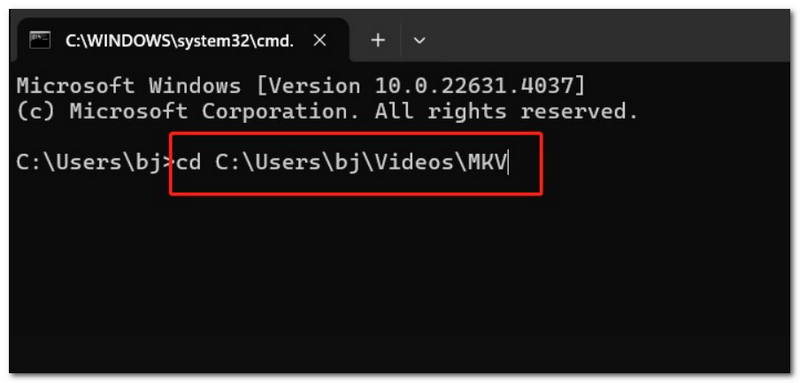 Type The MKV Command