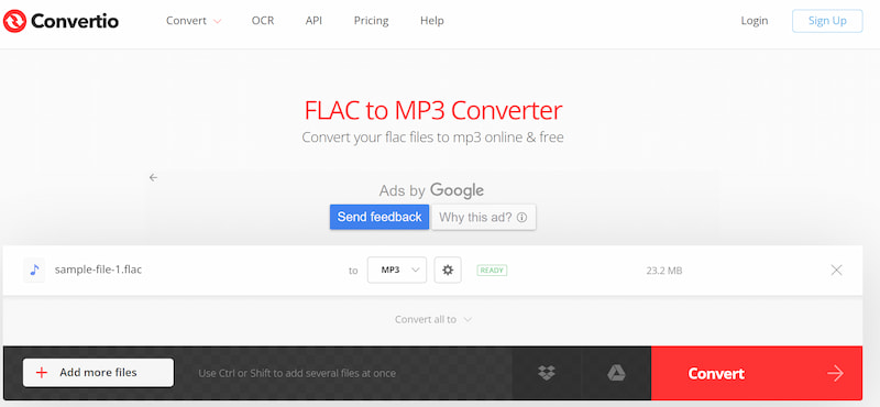 Конвертер FLAC в MP3 Convertio