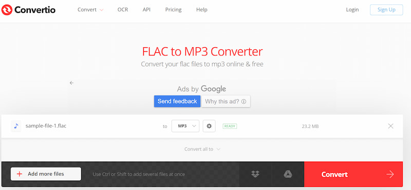 FLAC naar MP3-converter Convertio