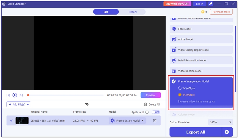 Select Frame Interpolation Model