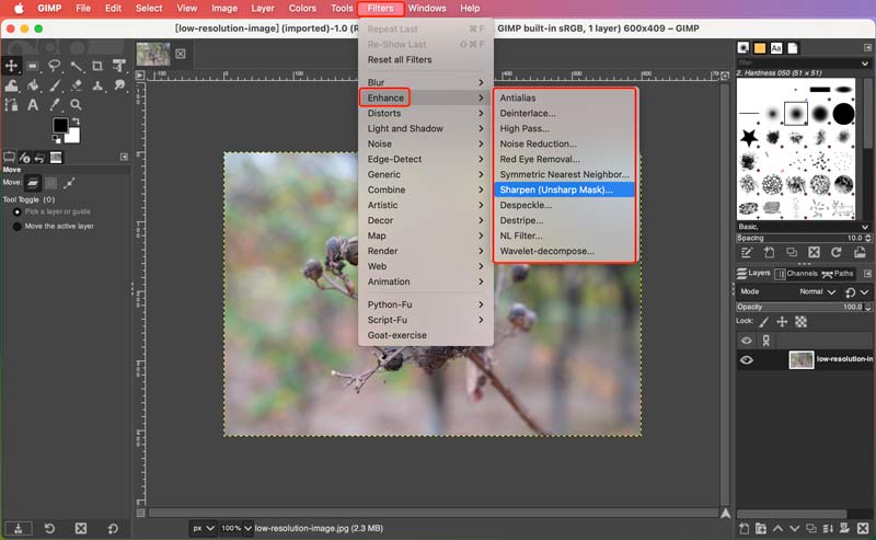 Filtri GIMP per aumentare la qualità dell'immagine