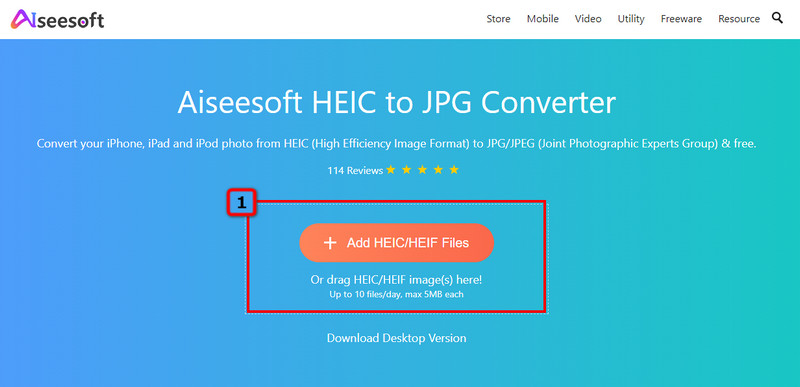 Upload HEIC for at konvertere til JPG