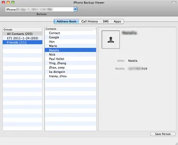 App visualizzatore di backup per iPhone iBackup