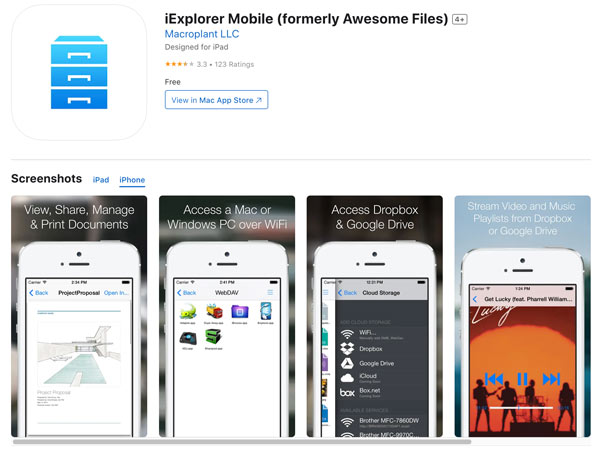 iPhone Backup Viewer-app iExplorer Mobile