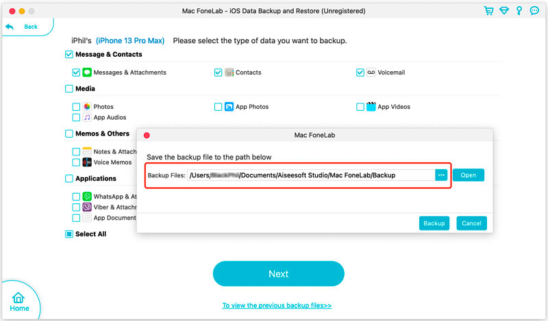 Επιλέξτε το iPhone Backup Location σε Mac