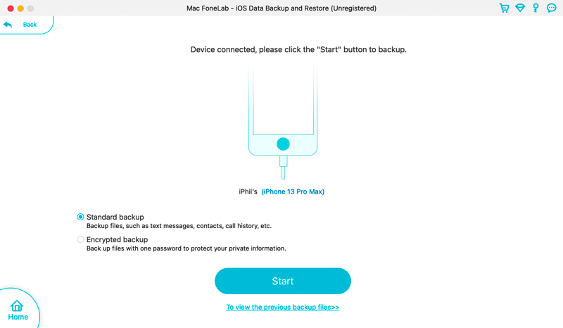 Velg iPhone Backup Mode